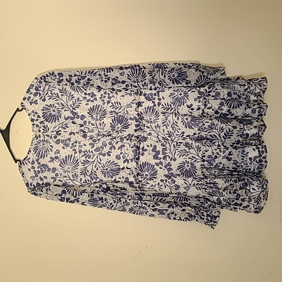 AQUA Floral Ruffled Mini Dress in Blue/White Size XL - Picture 10 of 12